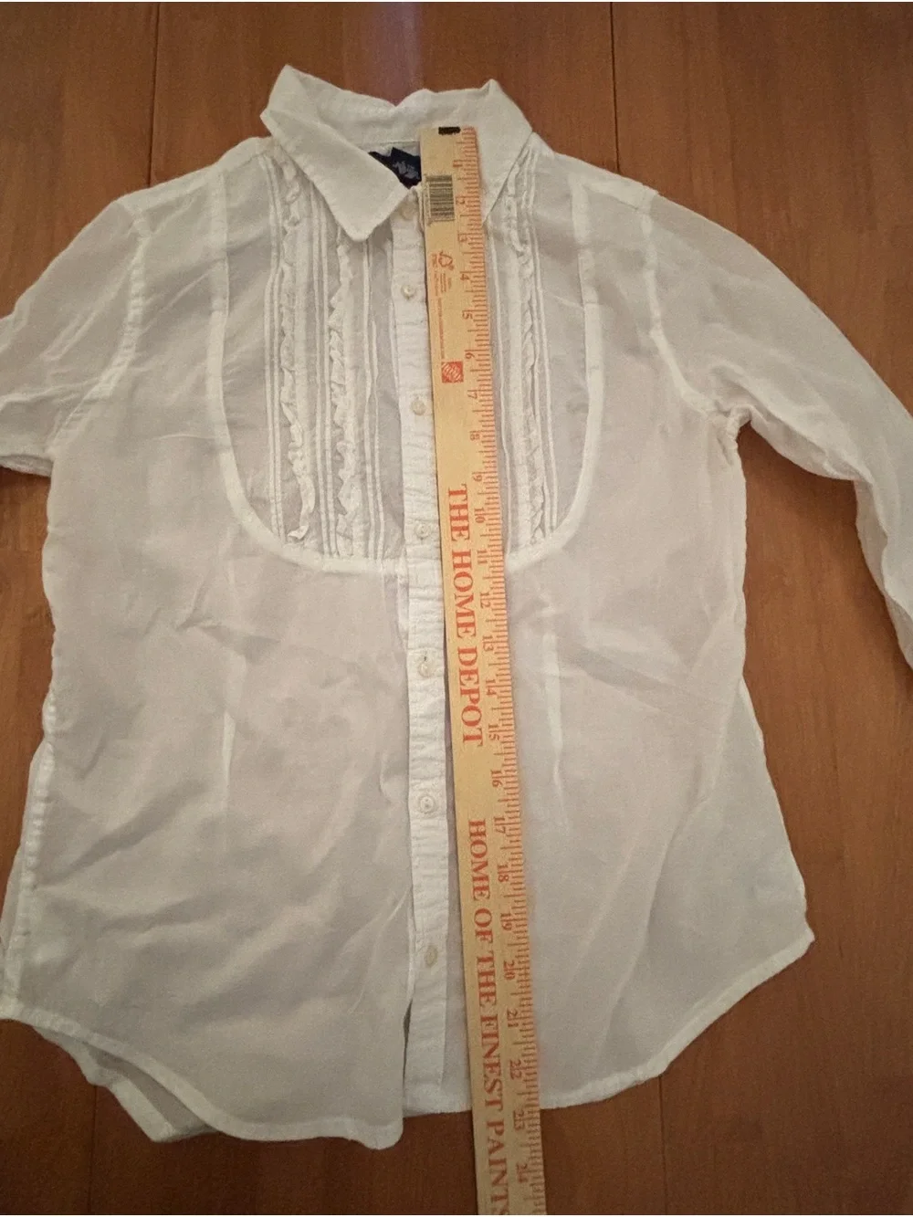 Ralph Lauren White 100% Cotton Button-down  Ruffled Shirt ~ Child’s Size 16